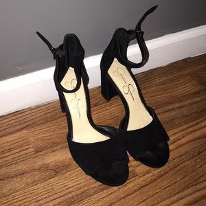 Open Toe Black Heels